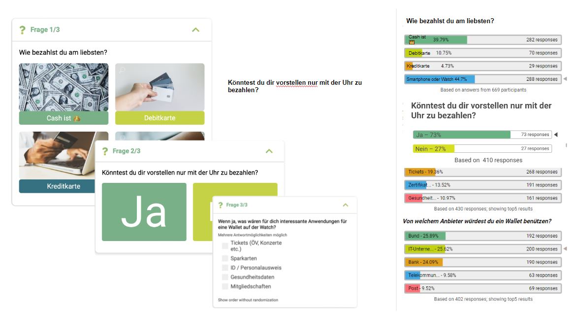 Example survey with image answers and its result screen
